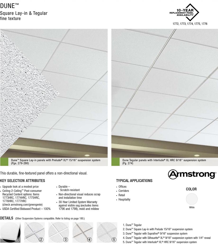 Ứng dụng tấm sợi khoáng Dune Armstrong