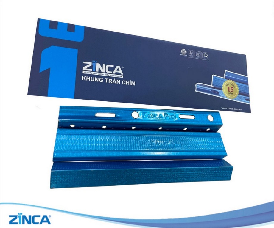 Khung trần chìm ZINCA Pro mạ resin xanh Khung trần chìm ZINCA Pro mạ resin xanh